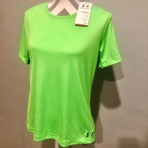 Under Armor lime green Heat Gear semi-fitted top